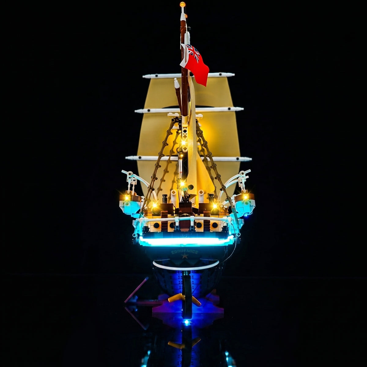 LEGO® Icons The Endurance #10335 lighting effect on the build, with the RGB LED light kit
