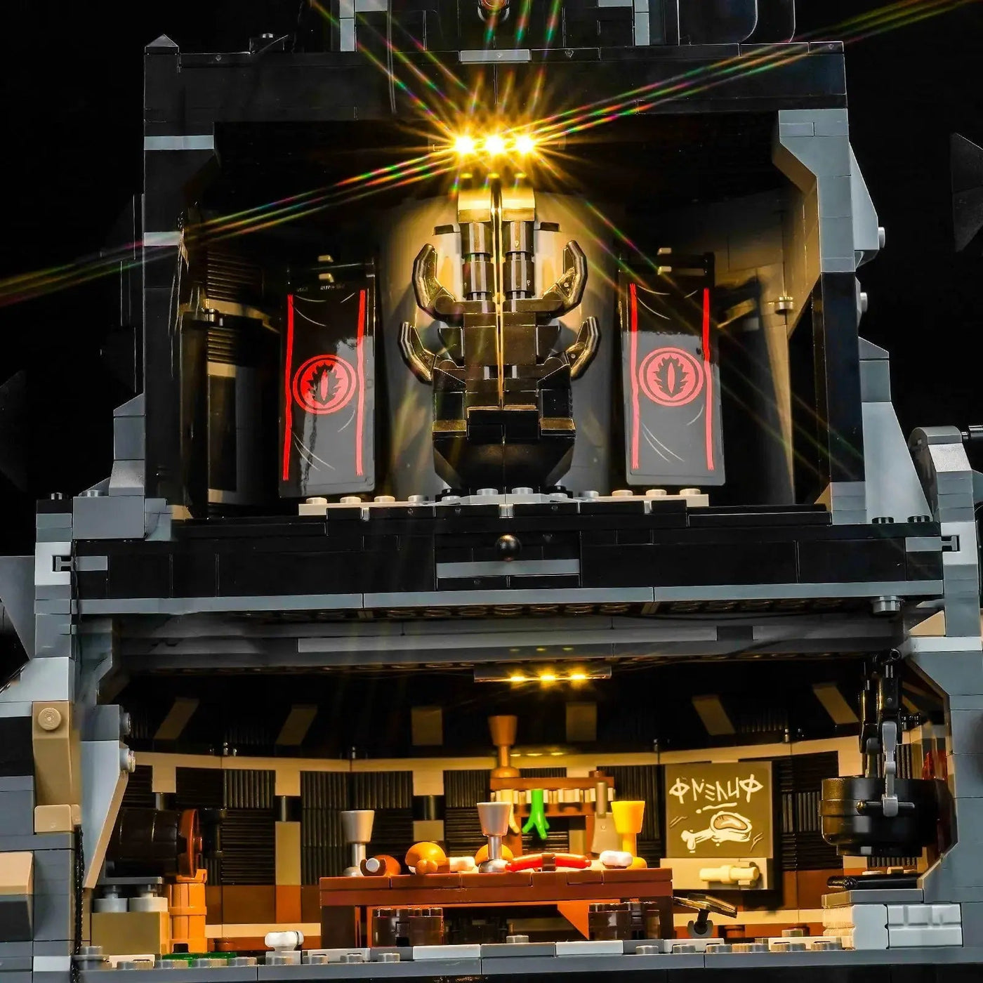 installed and glowing: Bright My Bricks DIY LED light kit for LEGO® Icons The Lord of the Rings: Barad-dûr #10333