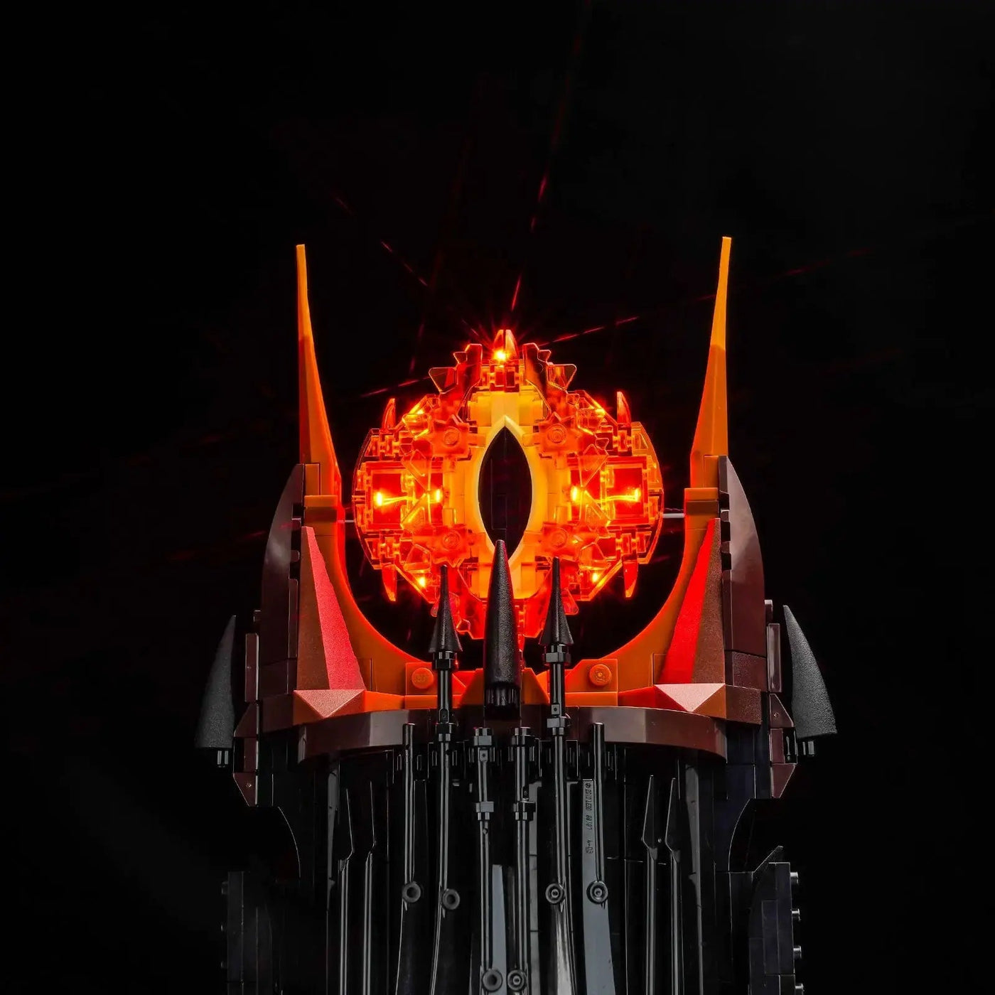 LEGO® Icons The Lord of the Rings: Barad-dûr #10333 — before-and-after lighting (RGB LED light kit)