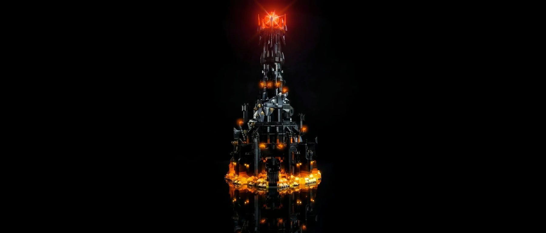Light Kit for LEGO® Icons The Lord of the Rings: Barad-dûr #10333 — lit with the LED light kit