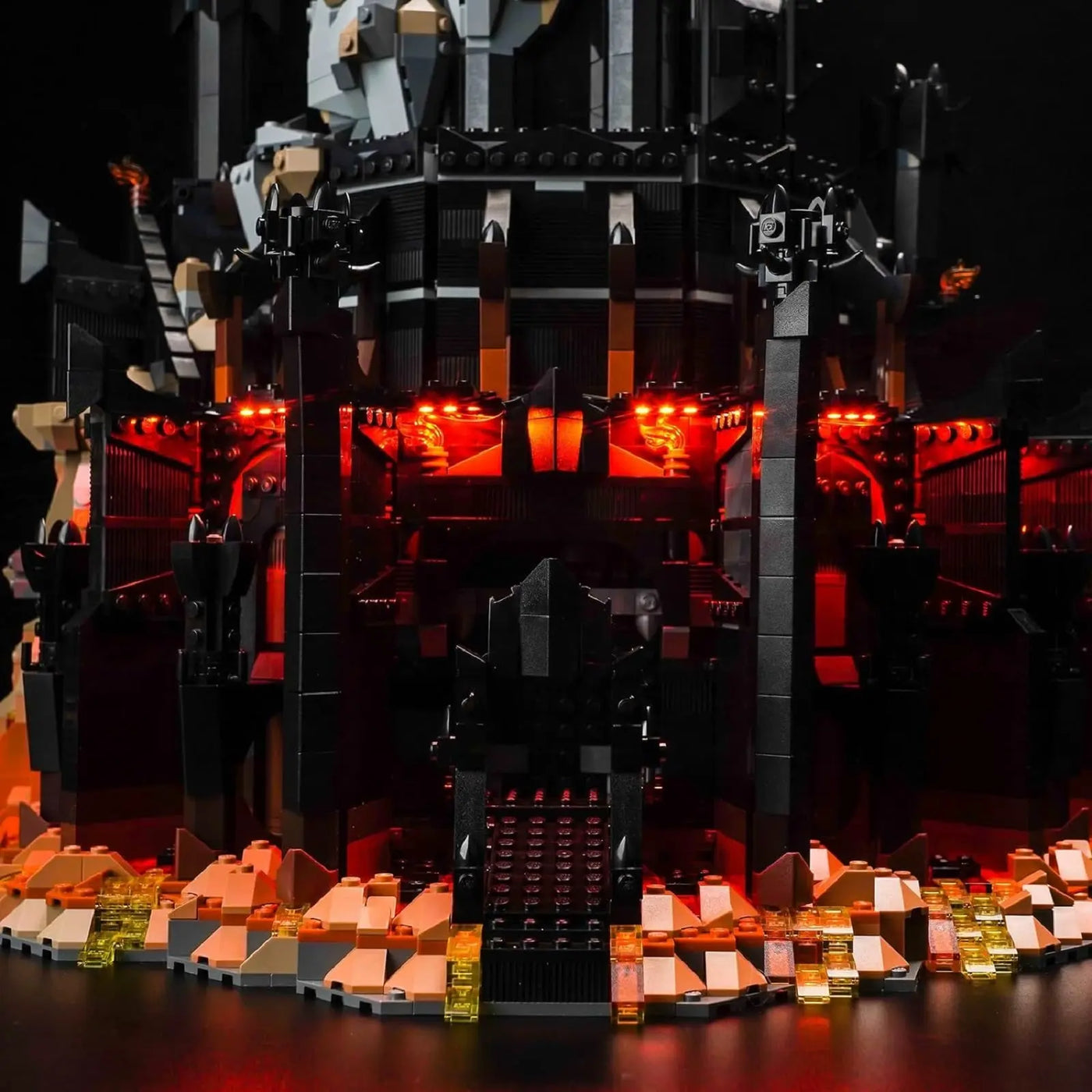 Bright My Bricks premium LED light kit for LEGO® Icons The Lord of the Rings: Barad-dûr #10333 — LED strips and bricks detail