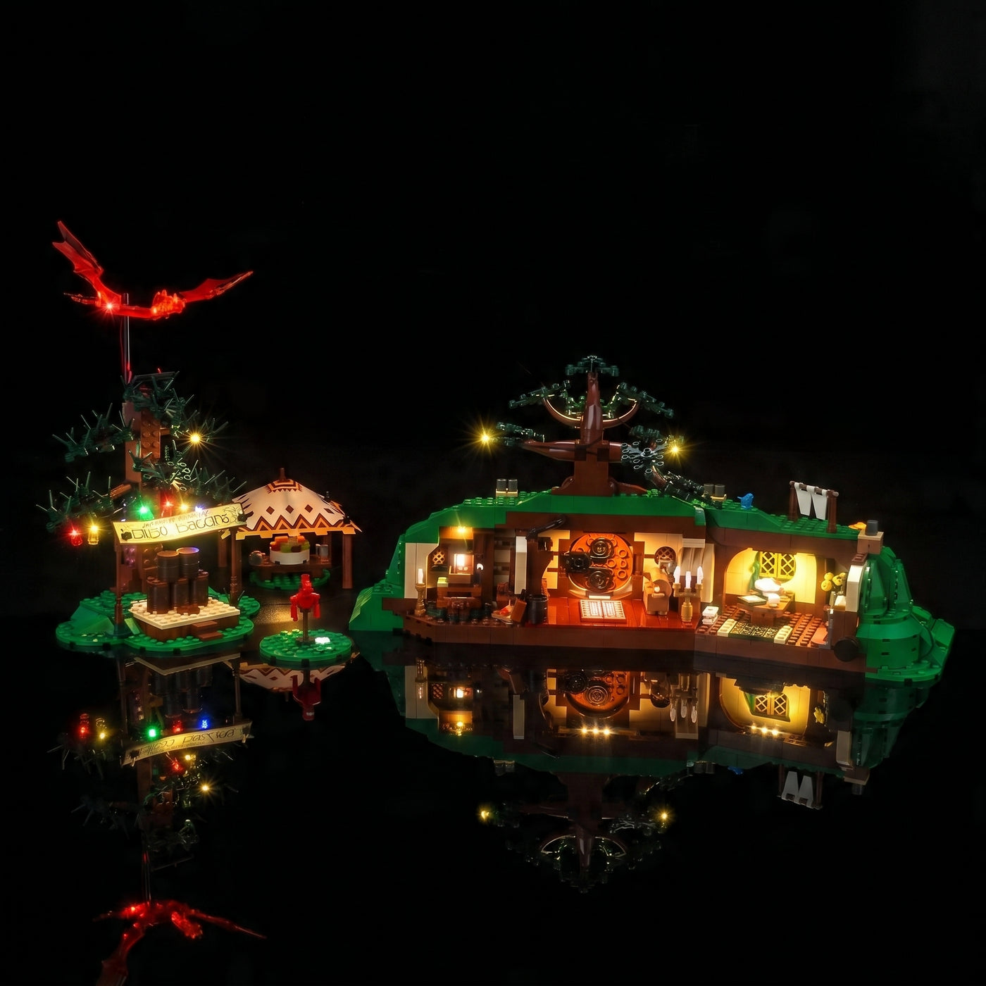 USB-powered LED light kit for LEGO® Icons The Lord of the Rings: The Shire #10354, brightened interior detail