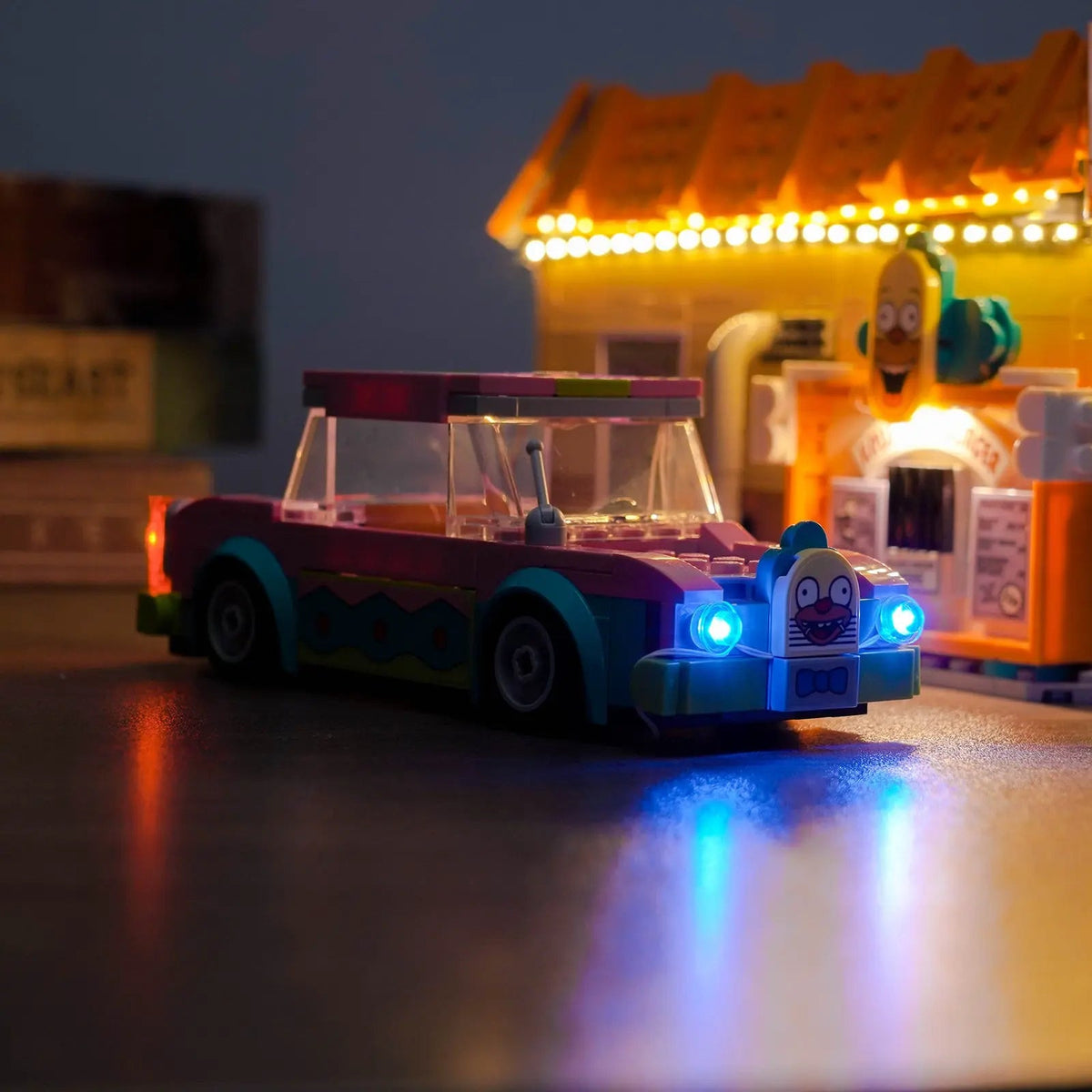 Bright My Bricks USB-powered LED light kit for LEGO® Icons The Simpsons: Krusty Burger #10352 — lighting effect on the build