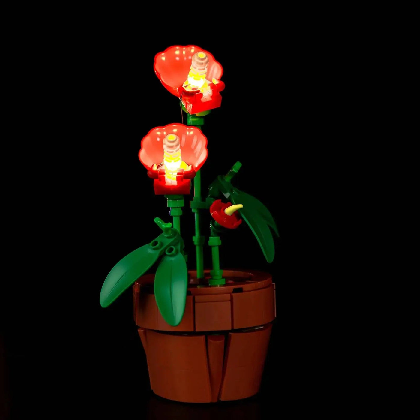 Bright My Bricks LED lighting kit for LEGO® Icons Tiny Plants #10329 — fully illuminated on display