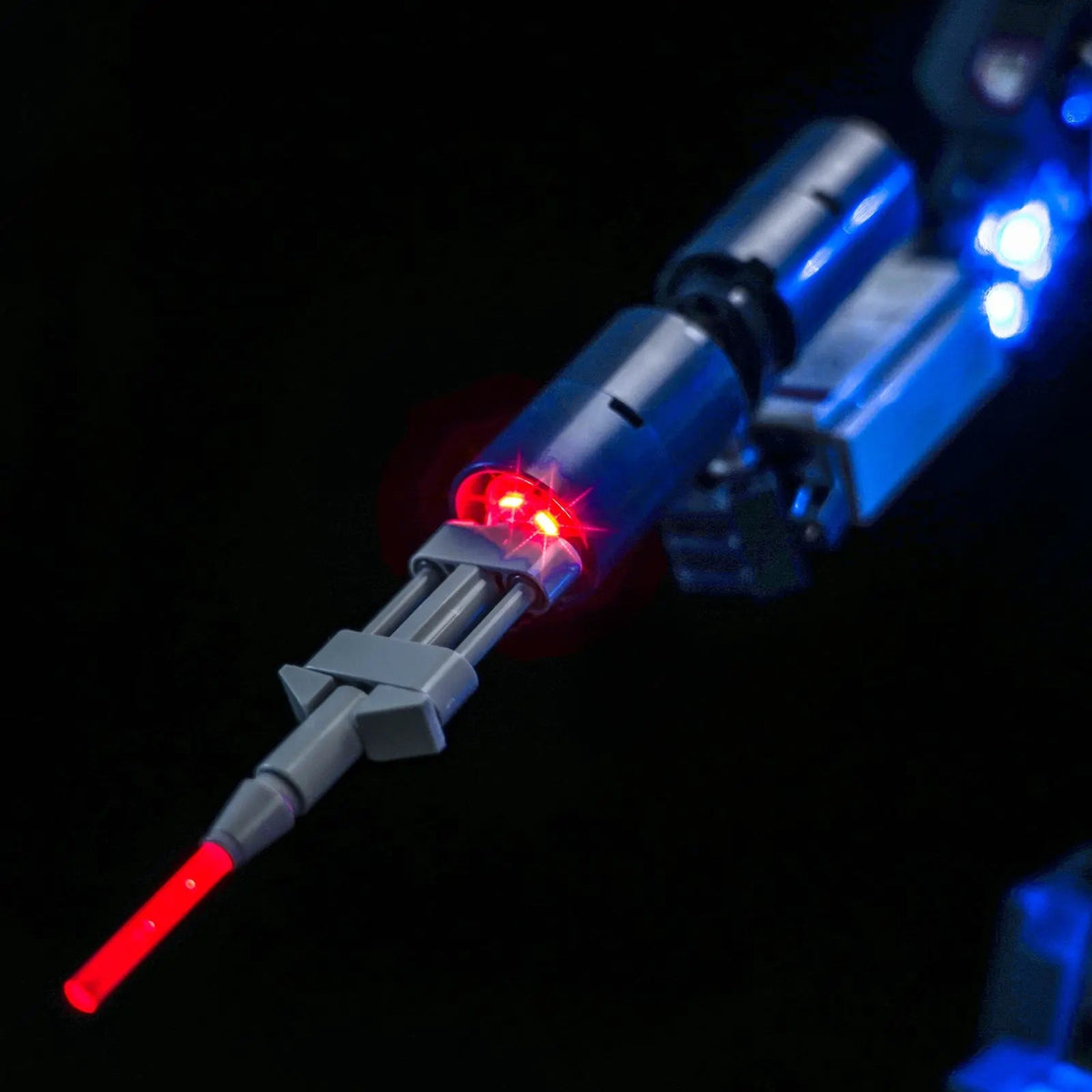 Bright My Bricks custom LED lighting for LEGO® Icons Transformers: Soundwave #10358 — display lighting in a dark room