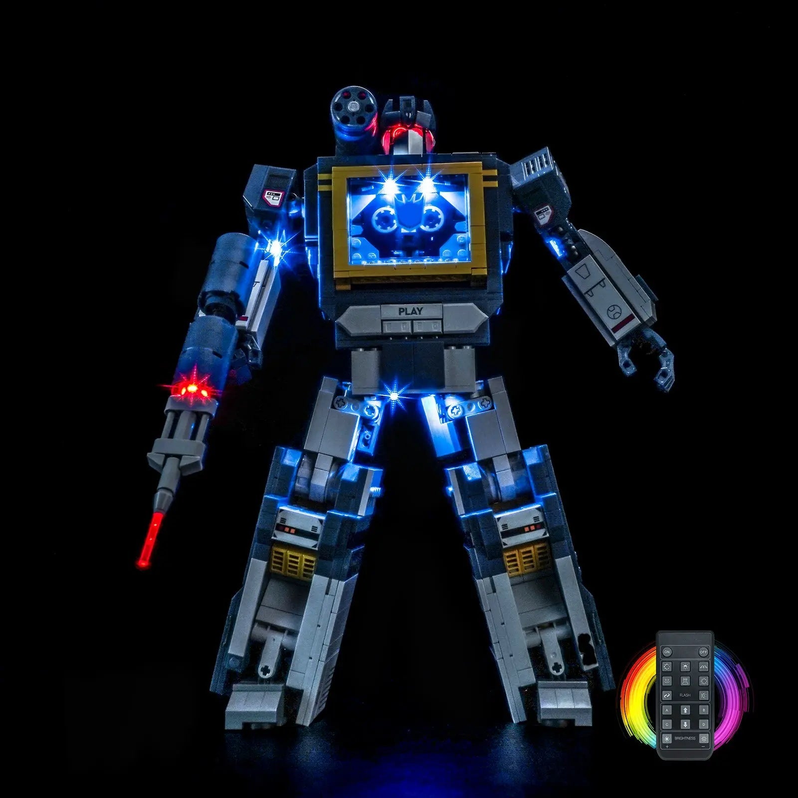 LEGO Icons Transformers: Soundwave #10358 with LED lights installed