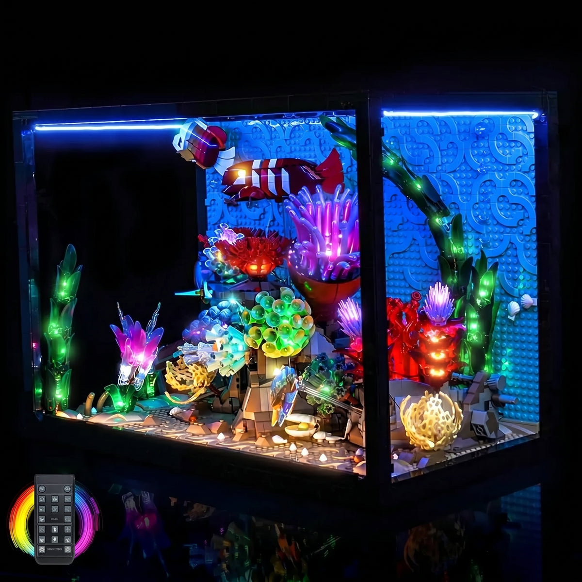 LED lighting kit for LEGO® Icons Tropical Aquarium #10366, LED strips and bricks detail