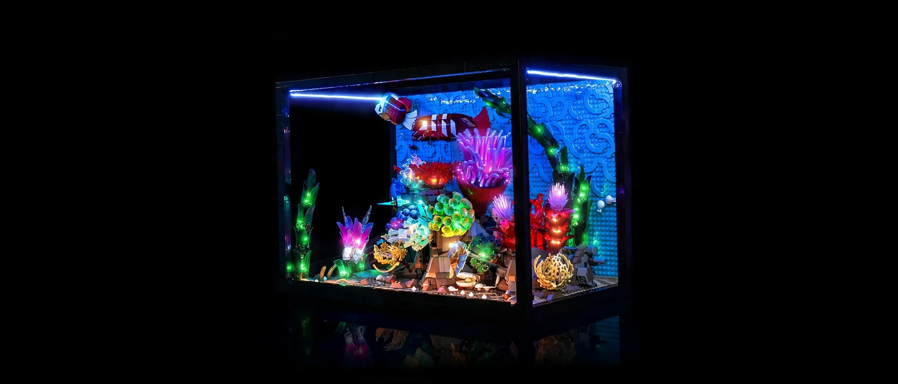 Light Kit for LEGO® Icons Tropical Aquarium #10366 — lit with the LED light kit