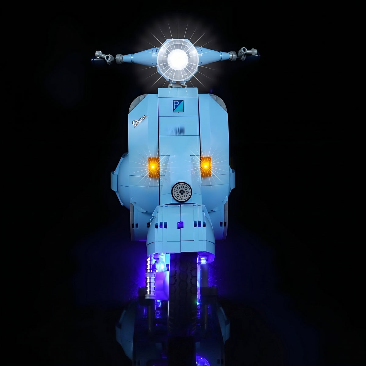 Bright My Bricks USB-powered LED light kit for LEGO® Icons Vespa 1225 #10298 — lighting effect on the build