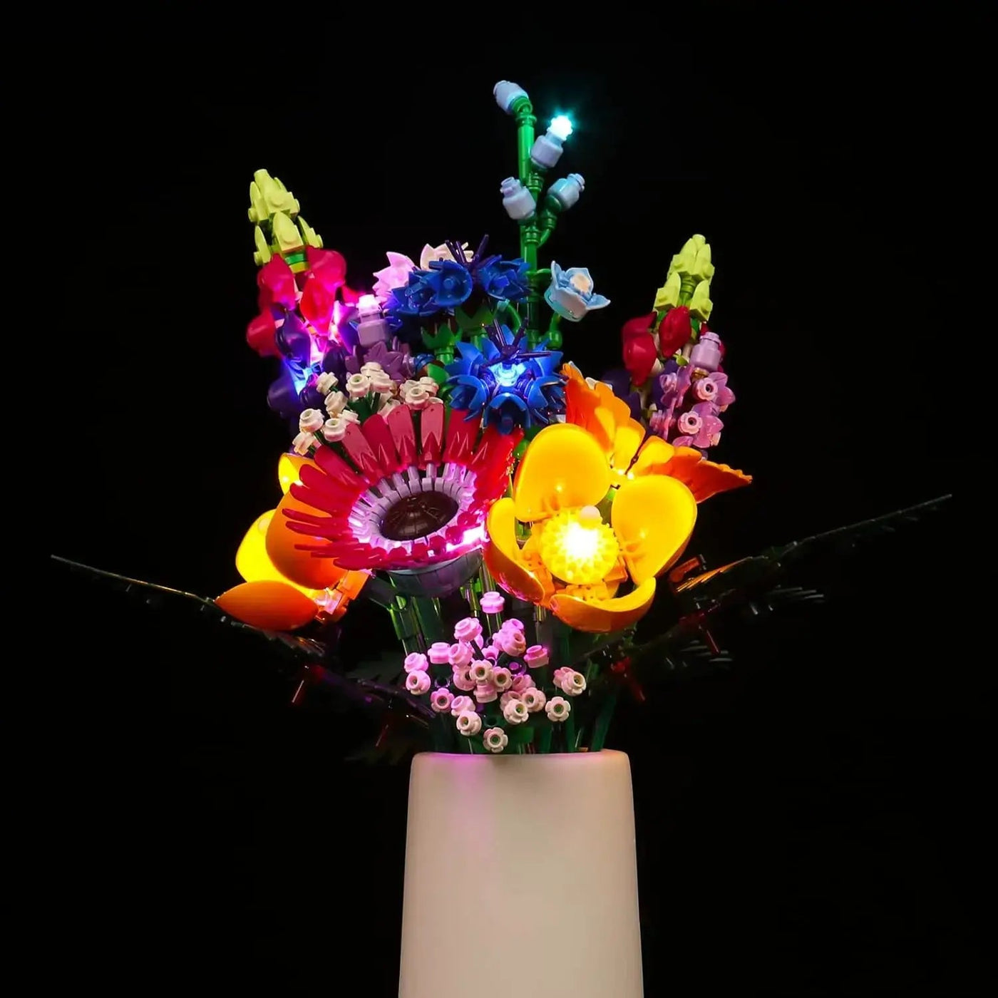 brightened interior detail: Bright My Bricks LED lighting kit for LEGO® Icons Wildflower Bouquet #10313