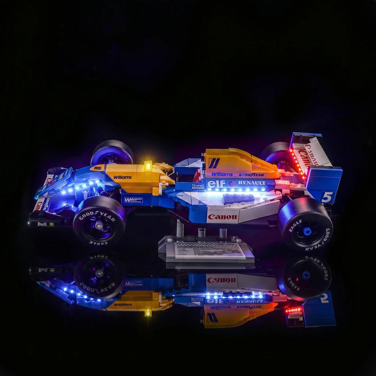 warm LED glow detail: Bright My Bricks DIY LED light kit for LEGO® Icons Williams Racing FW14B & Nigel Mansell #10353