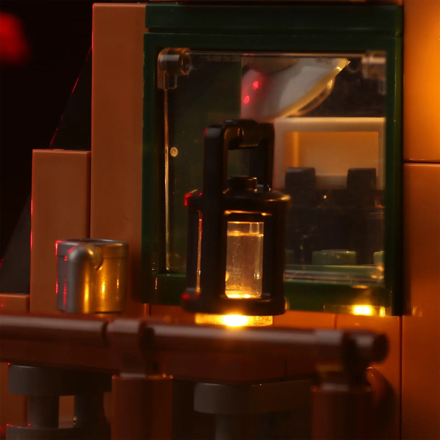 before-and-after lighting: Bright My Bricks DIY LED light kit for LEGO® Ideas A-Frame Cabin #21338