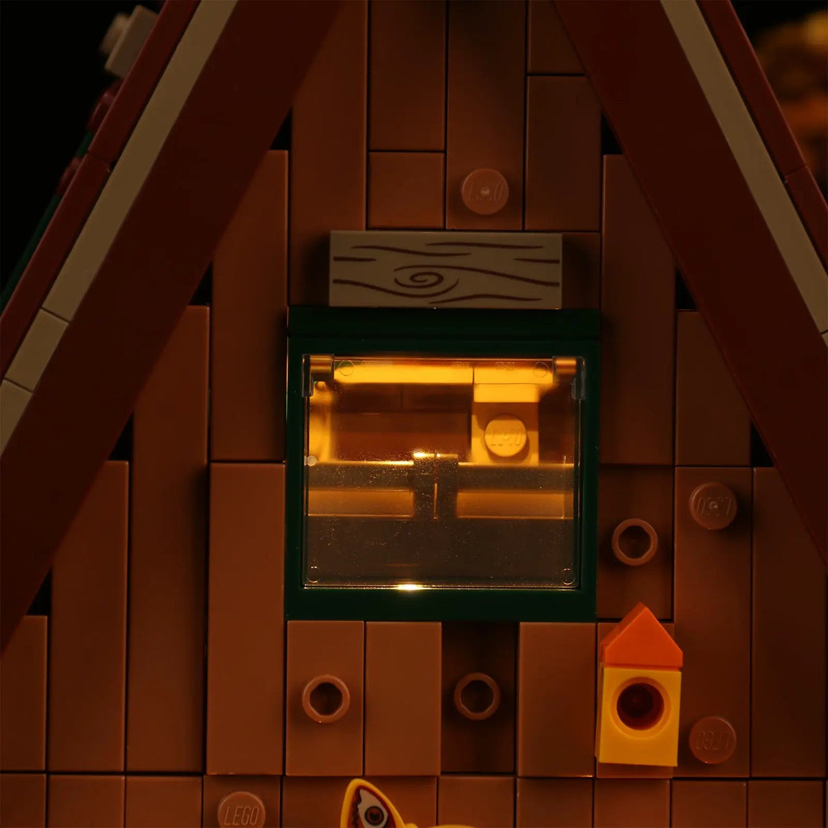 display light kit for LEGO® Ideas A-Frame Cabin #21338, LED strips and bricks detail