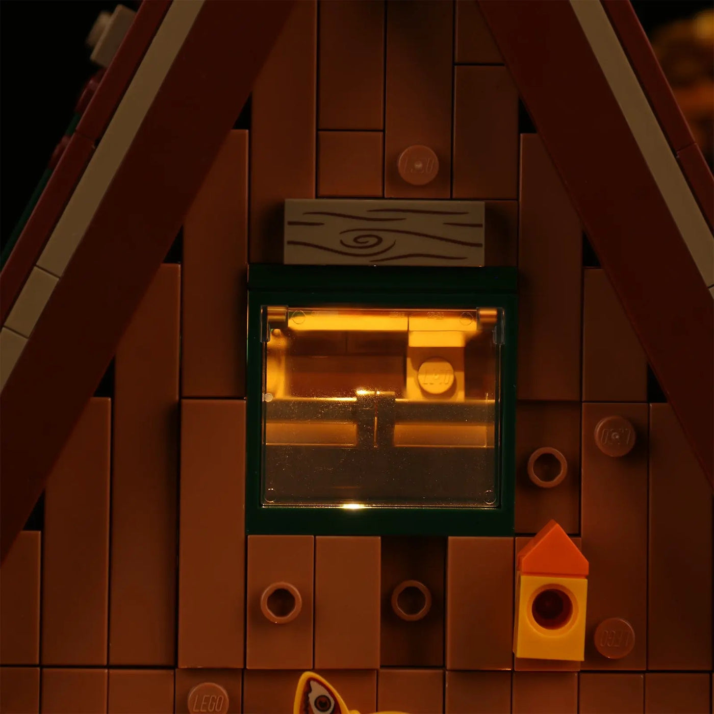 display light kit for LEGO® Ideas A-Frame Cabin #21338, LED strips and bricks detail