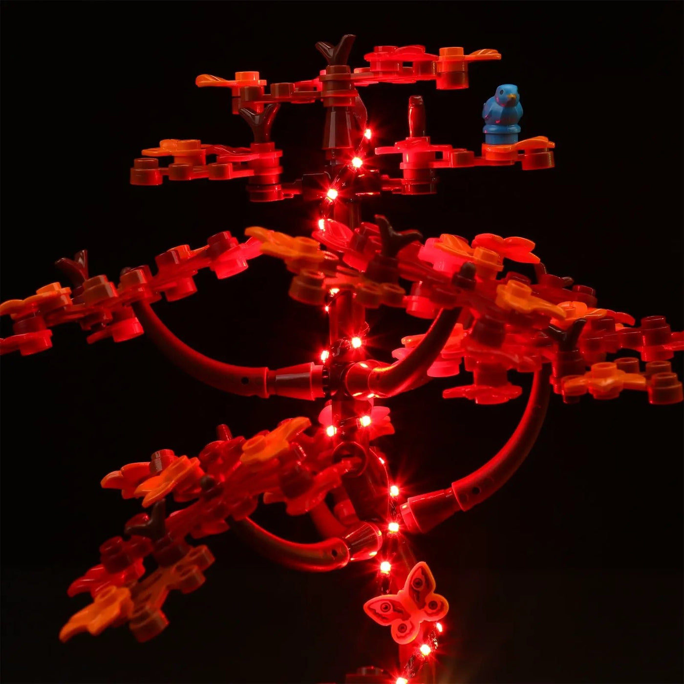 LEGO® Ideas A-Frame Cabin #21338 — installed and glowing (custom LED lighting)