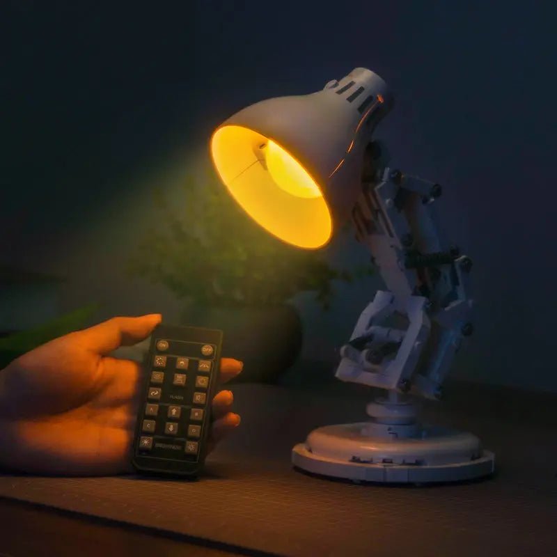 LEGO® Ideas ǀ Disney Pixar Luxo Jr. #21357 — fully illuminated on display (LED light kit)