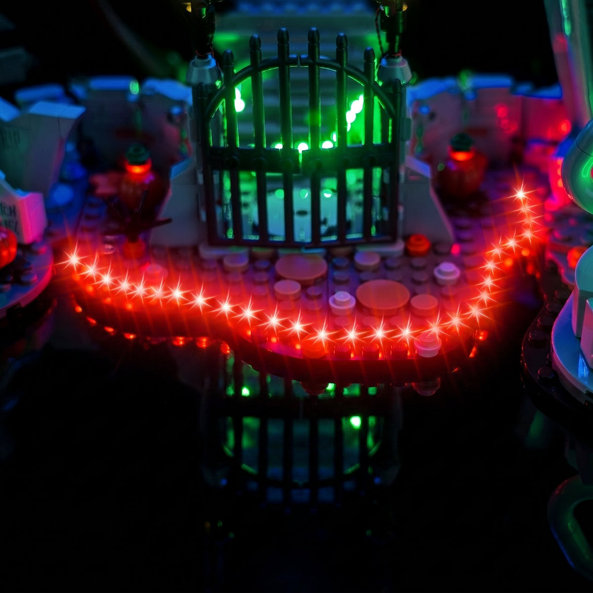 display light kit for LEGO® Ideas Disney Tim Burton's The Nightmare Before Christmas #21351, before-and-after lighting