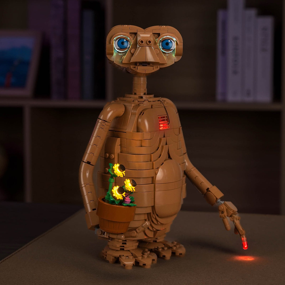Bright My Bricks LED light kit for LEGO® Ideas E.T. the Extra-Terrestrial #21370 — fully illuminated on display