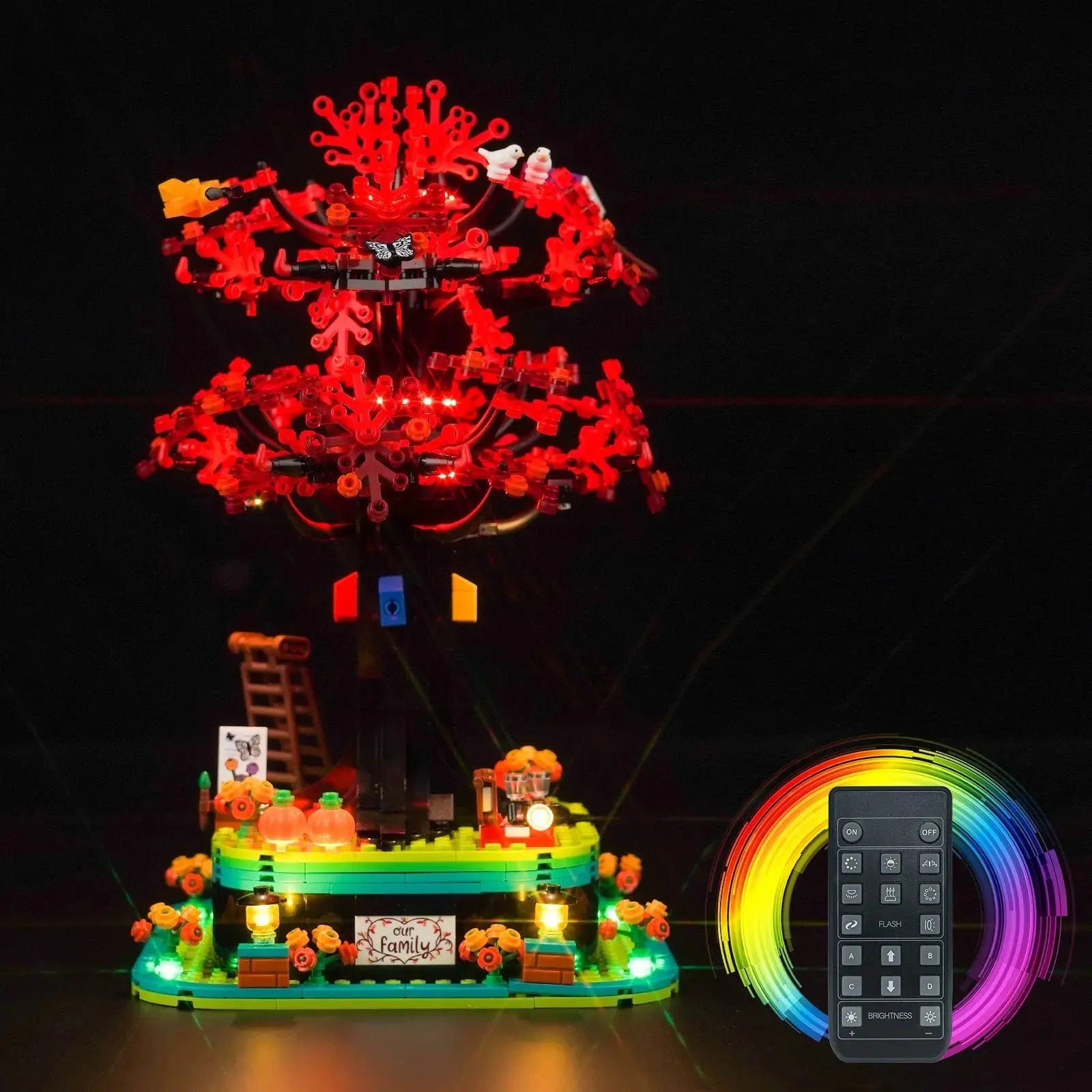 display lighting in a dark room: Bright My Bricks LED light kit for LEGO® Ideas Family Tree #21346