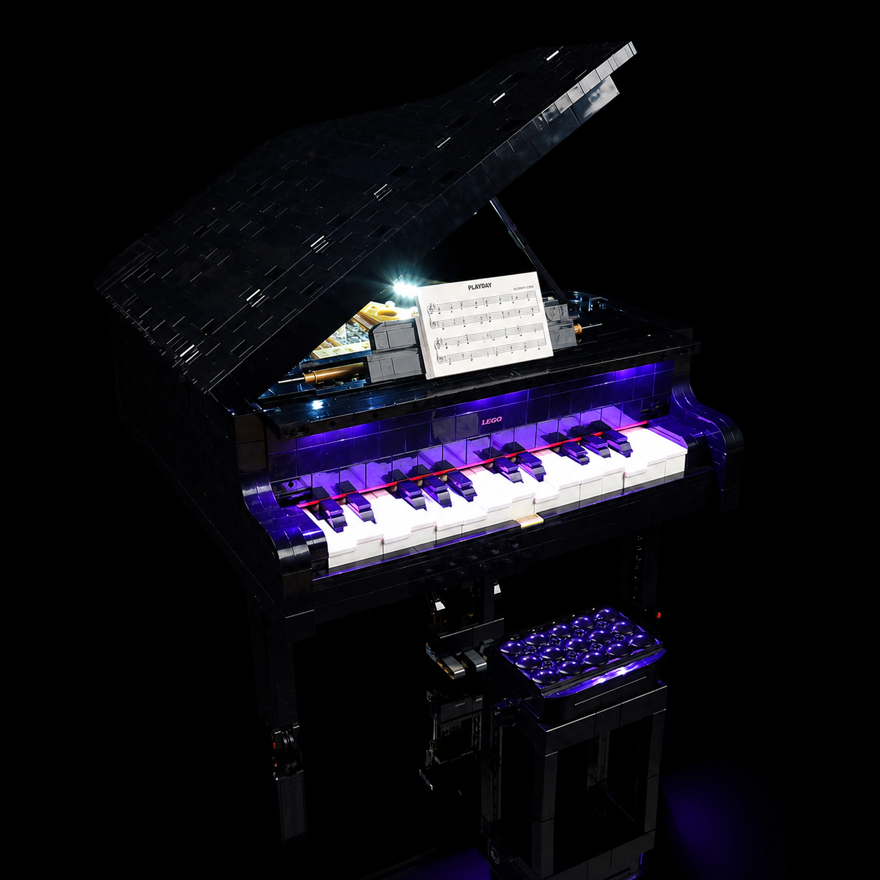 light kit for LEGO® Ideas Grand Piano #21323, display lighting in a dark room