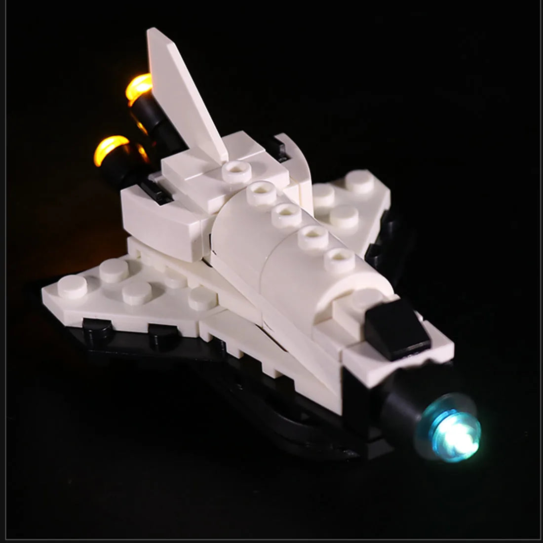 LED lighting kit for LEGO® Ideas International Space Station #21321, before-and-after lighting