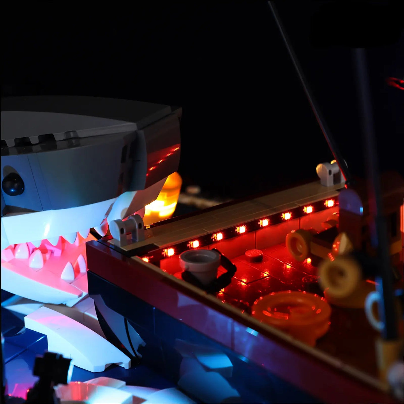 LED strips and bricks detail: Bright My Bricks DIY LED light kit for LEGO® Ideas Jaws #21350