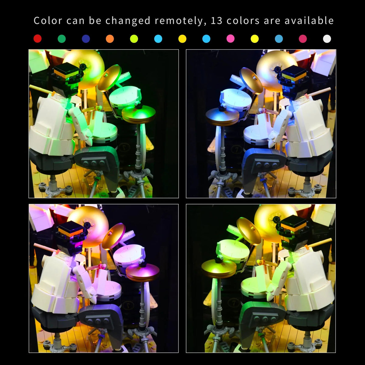 LEGO® Ideas Jazz Quartet #21334 — showcase lighting view (display light kit)