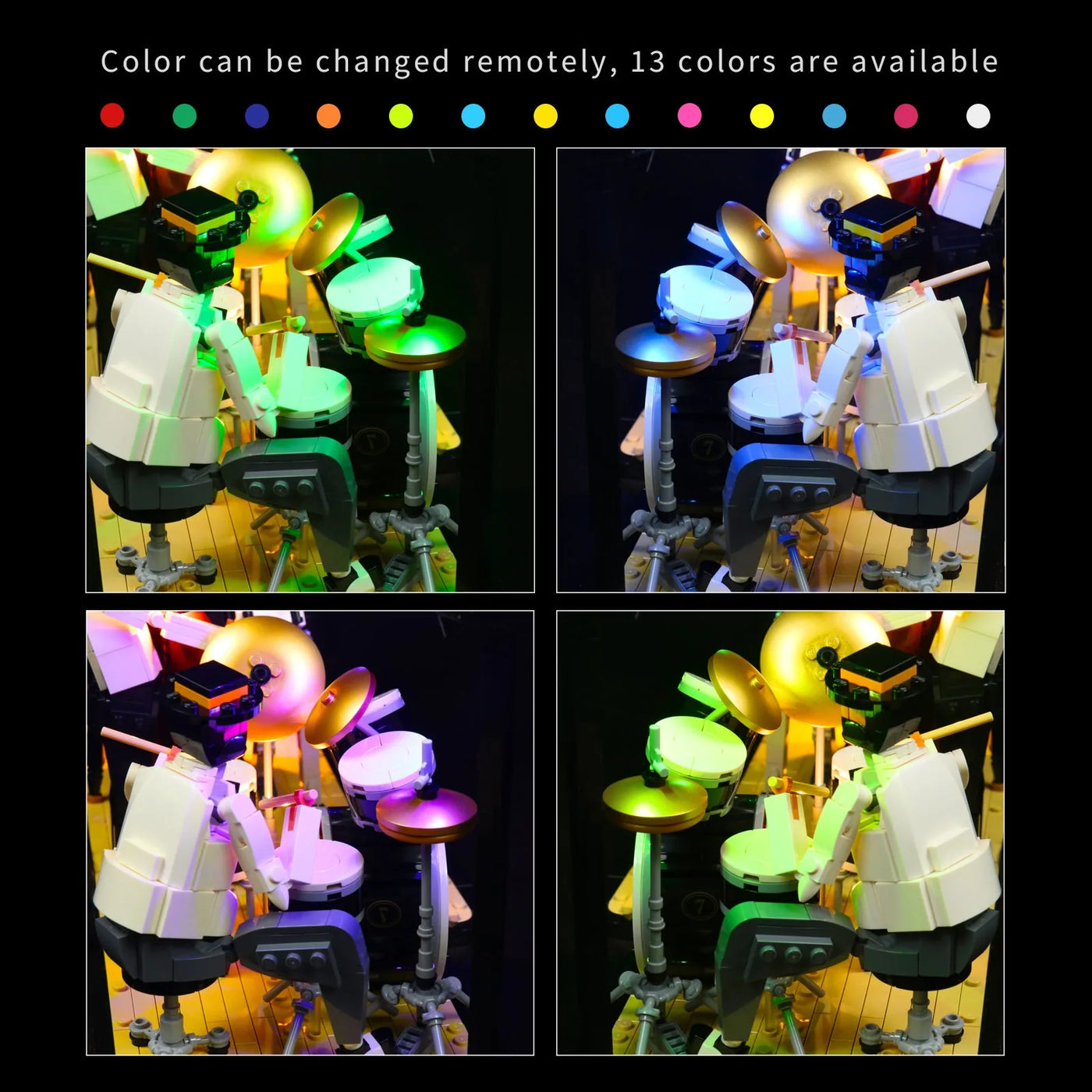 LEGO® Ideas Jazz Quartet #21334 — showcase lighting view (display light kit)