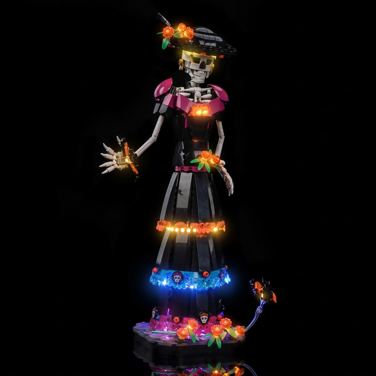 warm LED glow detail: Bright My Bricks LED lighting kit for LEGO® Ideas La Catrina #21372