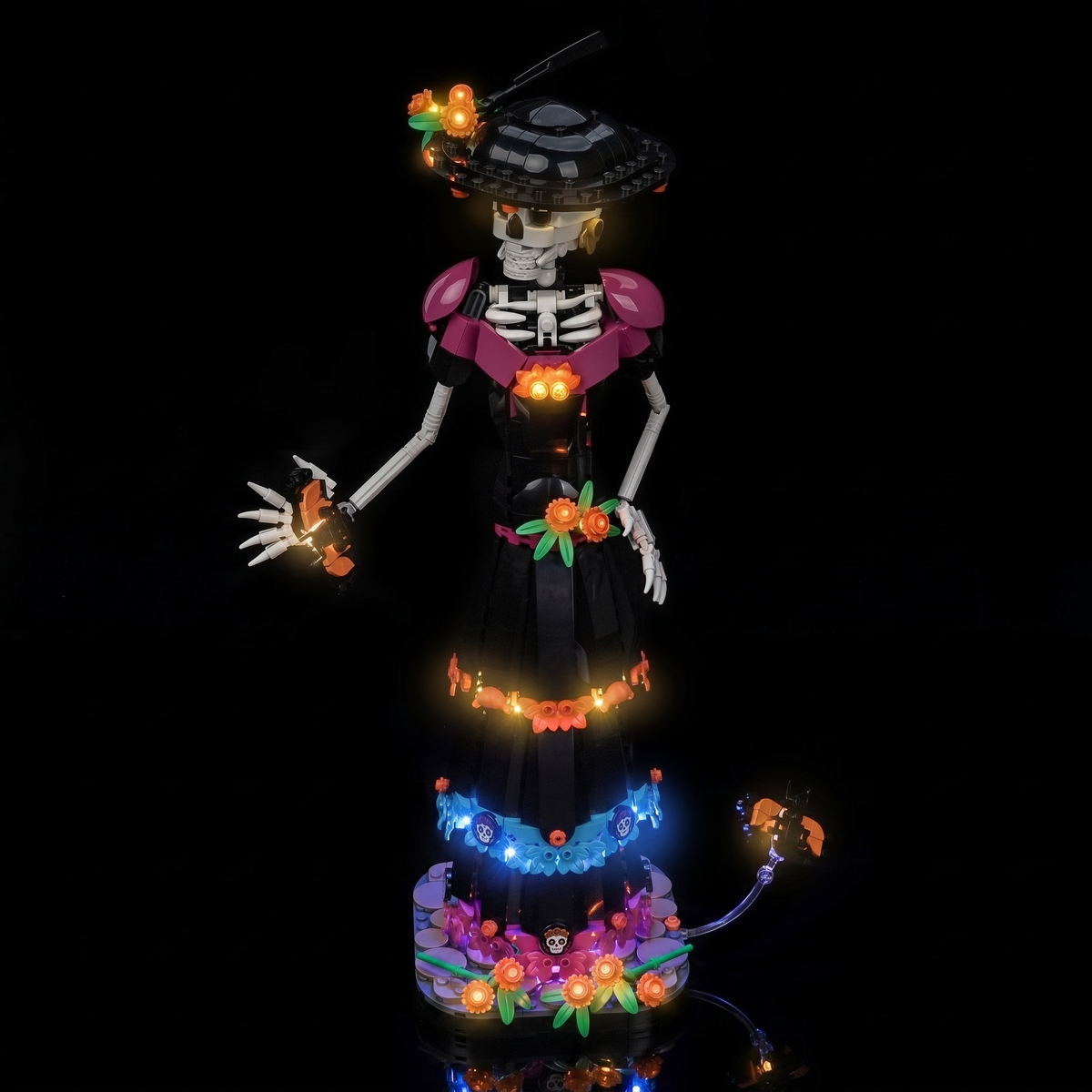 LED lights for LEGO® Ideas La Catrina #21372, close-up of the LED lighting detail