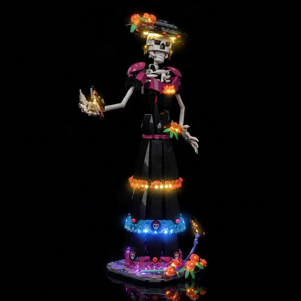 Bright My Bricks LED light kit for LEGO® Ideas La Catrina #21372 — installed and glowing