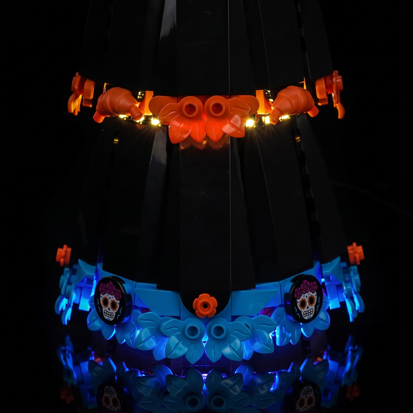 light kit for LEGO® Ideas La Catrina #21372, illuminated at night