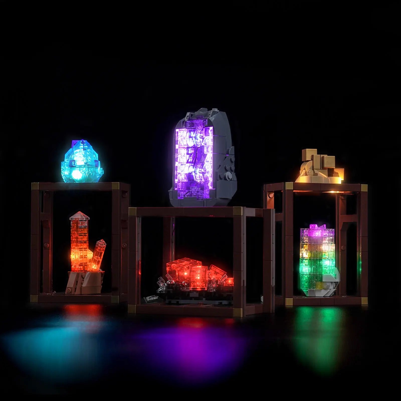 Our light kit backlights the LEGO agate slice, revealing the beautiful, colorful bands hidden within the mineral.