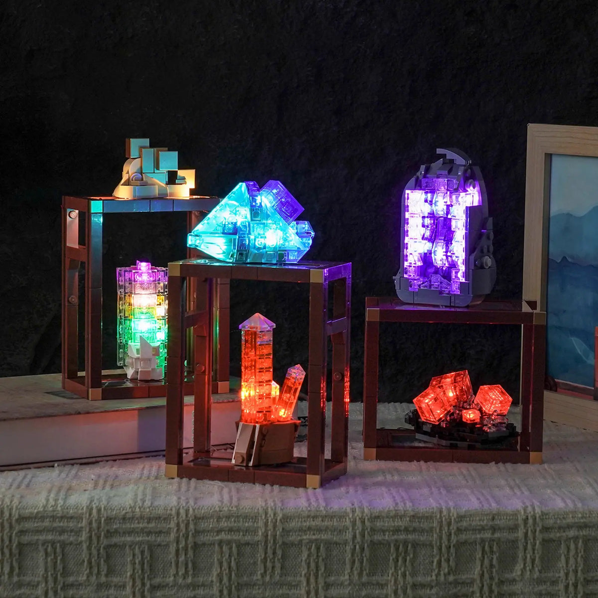 Bright My Bricks premium LED light kit for LEGO® Ideas Mineral Collection #21362 — before-and-after lighting