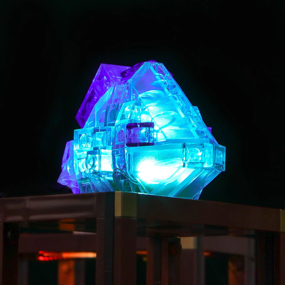 Bright My Bricks display light kit for LEGO® Ideas Mineral Collection #21362 — illuminated at night