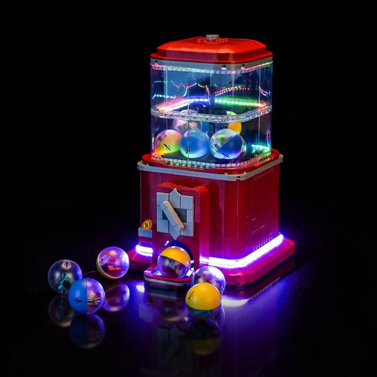 Bright My Bricks LED light kit for LEGO® Ideas Minifigure Vending Machine #21358 — close-up of the LED lighting detail
