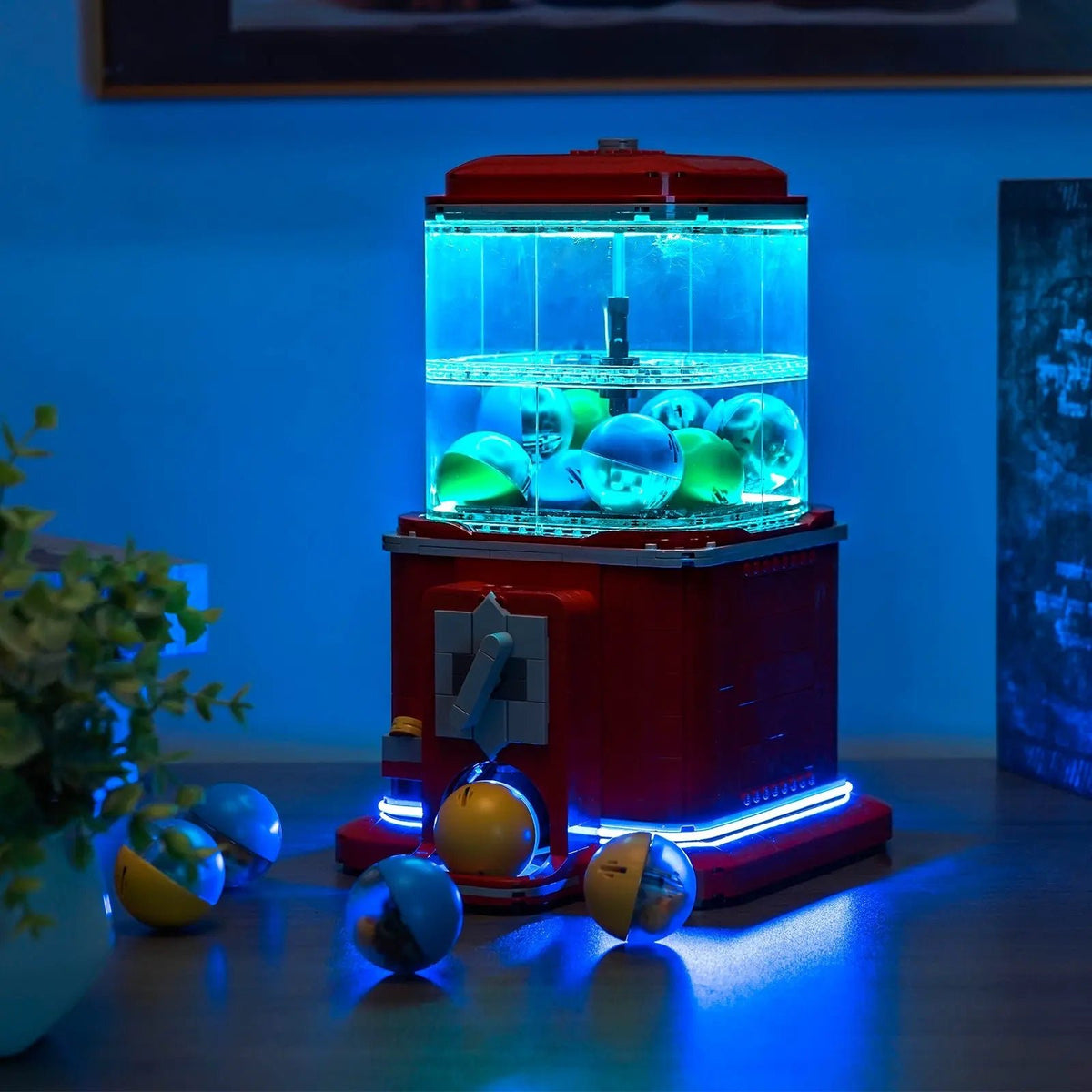 Bright My Bricks RGB LED light kit for LEGO® Ideas Minifigure Vending Machine #21358 — LED kit powered on