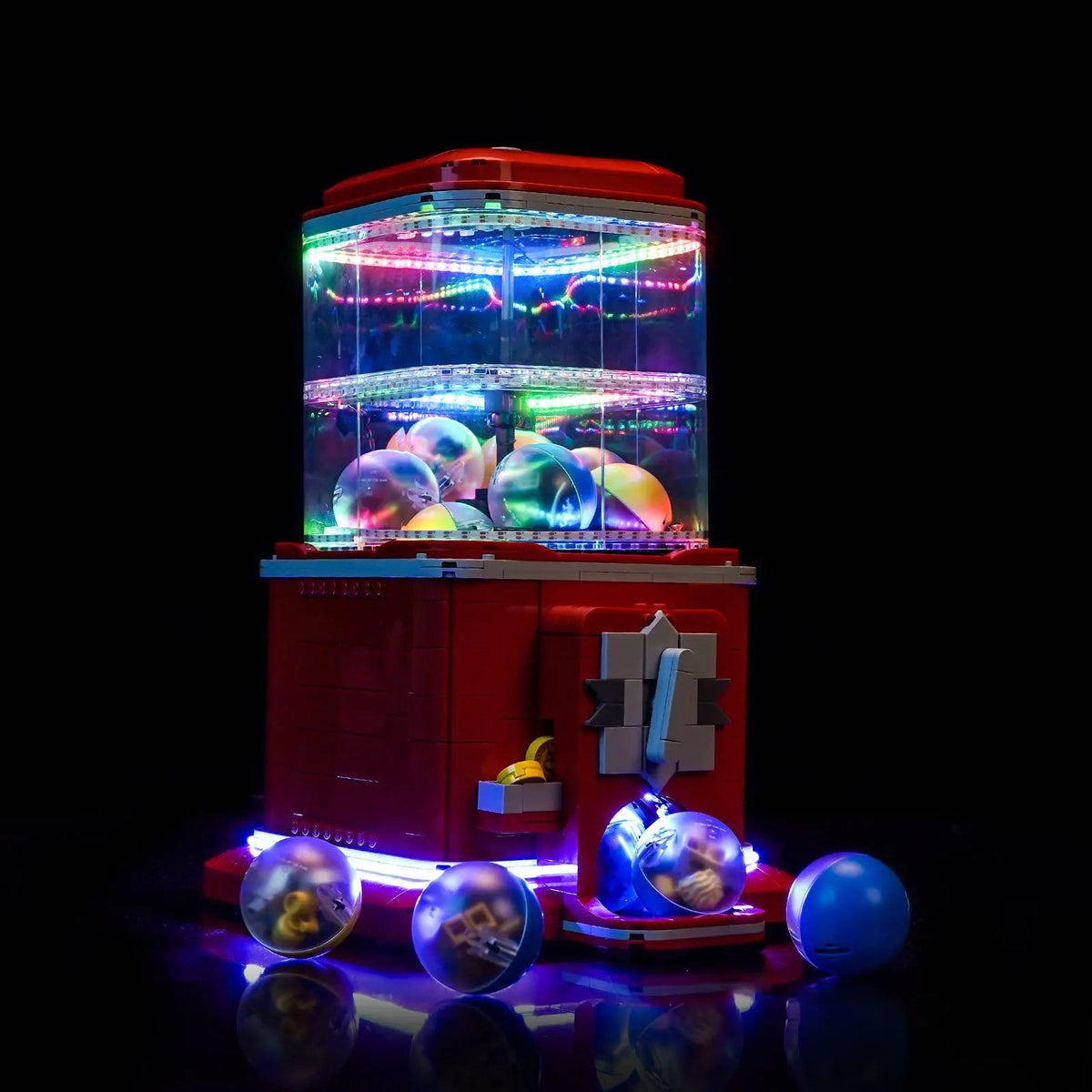 LEGO® Ideas Minifigure Vending Machine #21358 — warm LED glow detail (LED light kit)