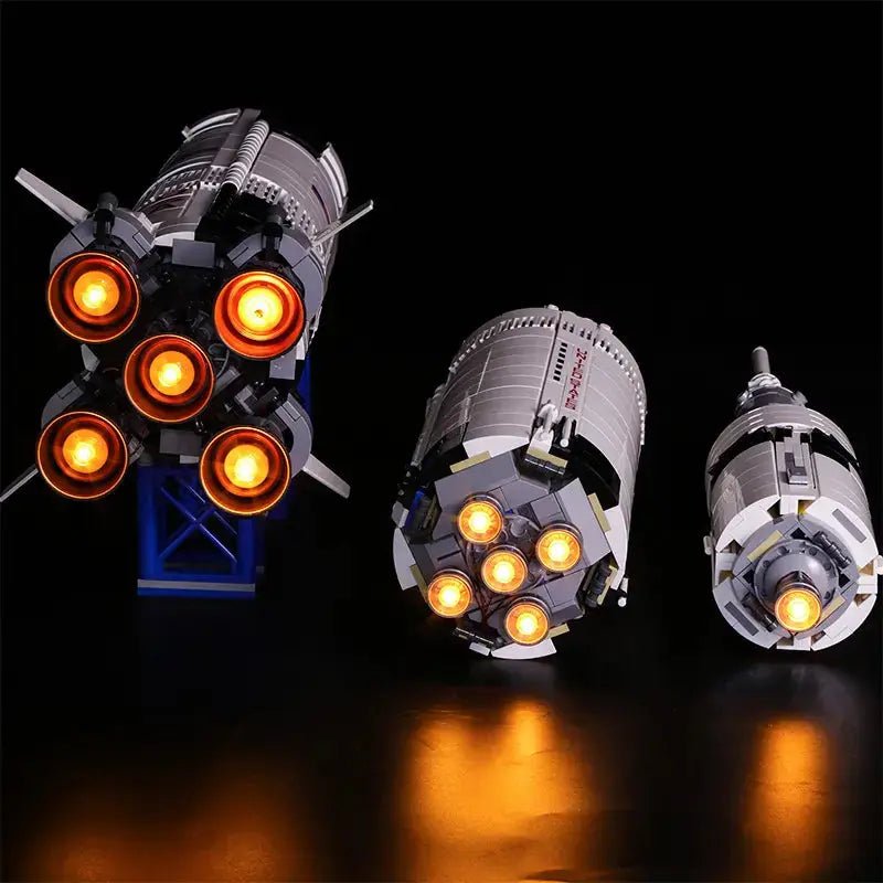 LEGO® Ideas NASA Apollo Saturn V #21309 — close-up of the LED lighting detail (DIY LED light kit)