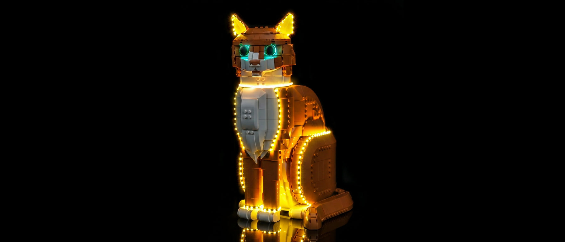LED-Beleuchtungsset für LEGO® Orangefarbene Katze #21376 — lit with the LED light kit