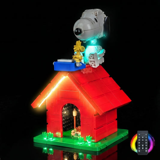 LED lights for LEGO® Ideas Peanuts Snoopy's Doghouse #21368, showcase lighting view