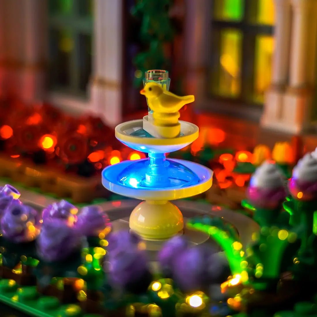 illuminated at night: Bright My Bricks display light kit for LEGO® Ideas The Botanical Garden #21353