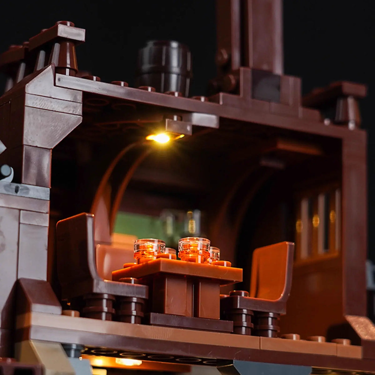 before-and-after lighting: Bright My Bricks USB-powered LED light kit for LEGO® Ideas The Goonies #21363