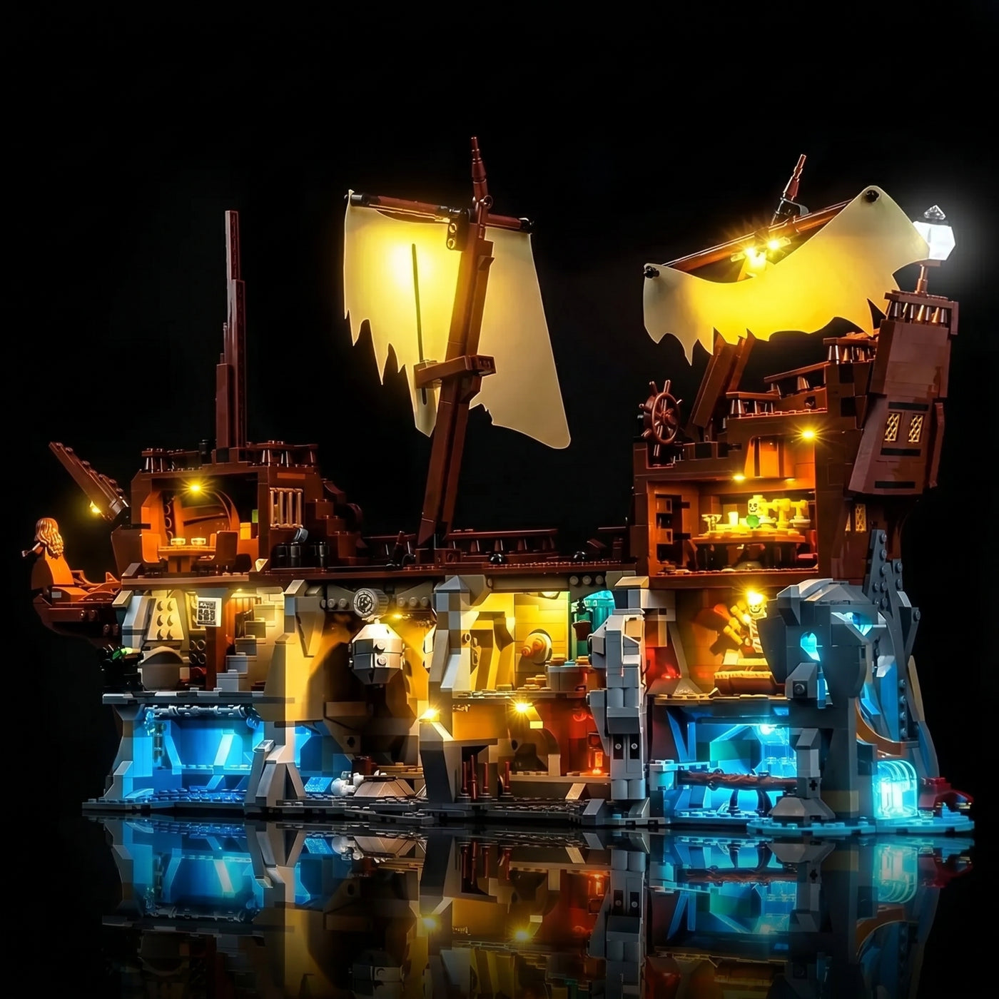 LED lights for LEGO® Ideas The Goonies #21363, before-and-after lighting
