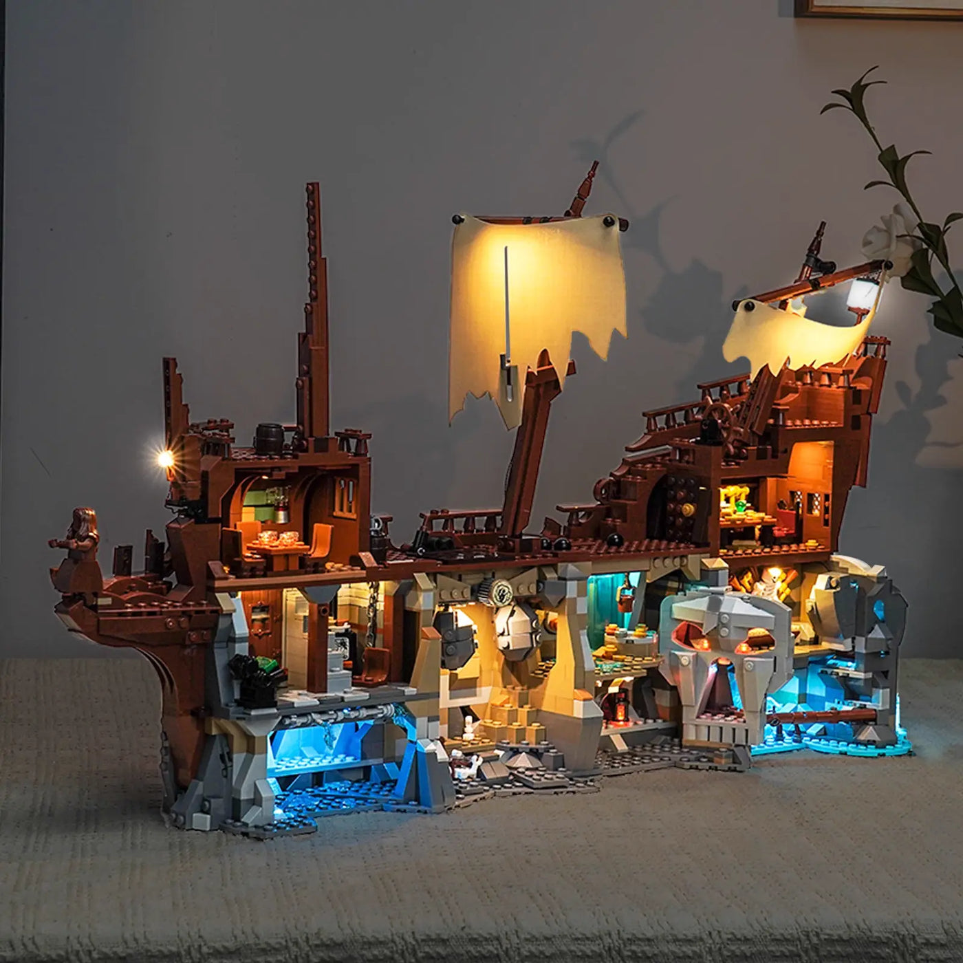 installed and glowing: Bright My Bricks LED lights for LEGO® Ideas The Goonies #21363