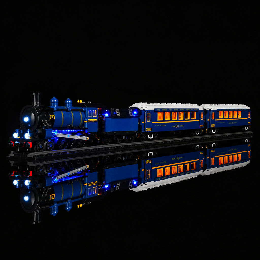 LEGO® Ideas The Orient Express Train #21344 — lighting effect on the build (USB-powered LED light kit)