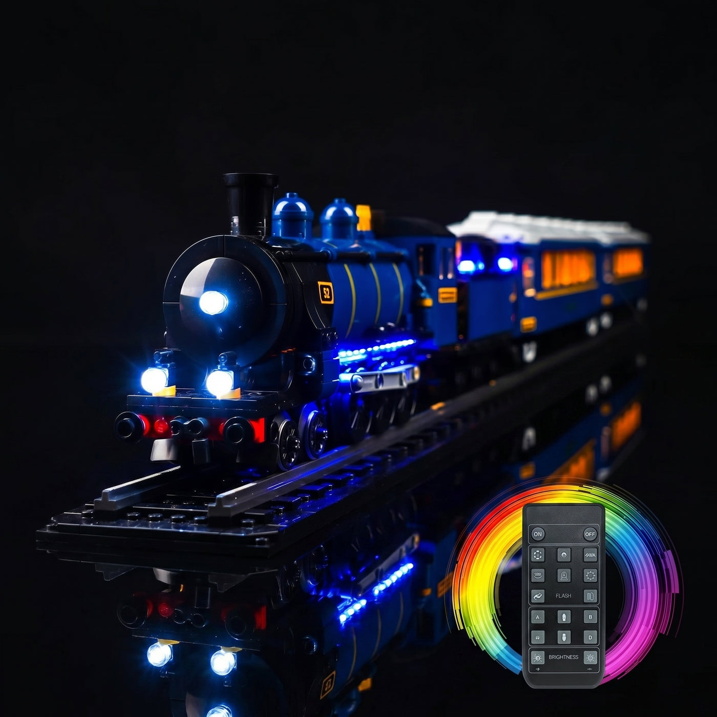 display light kit for LEGO® Ideas The Orient Express Train #21344, display lighting in a dark room