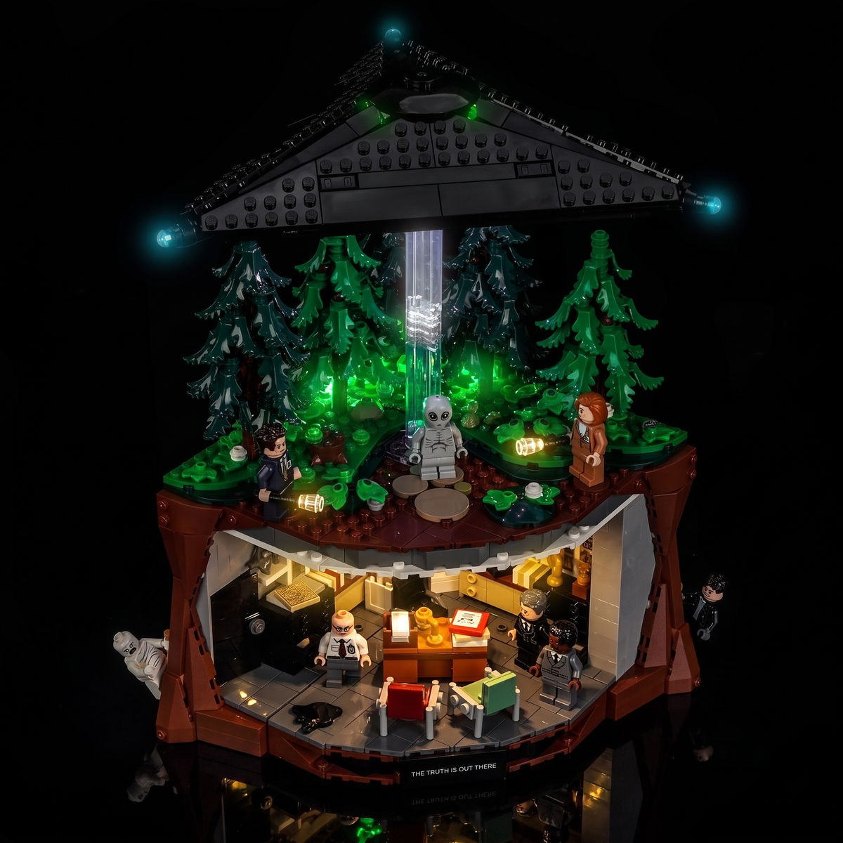 Bright My Bricks LED light kit for LEGO® Ideas The X-Files #21369 — ambient LED glow across the build