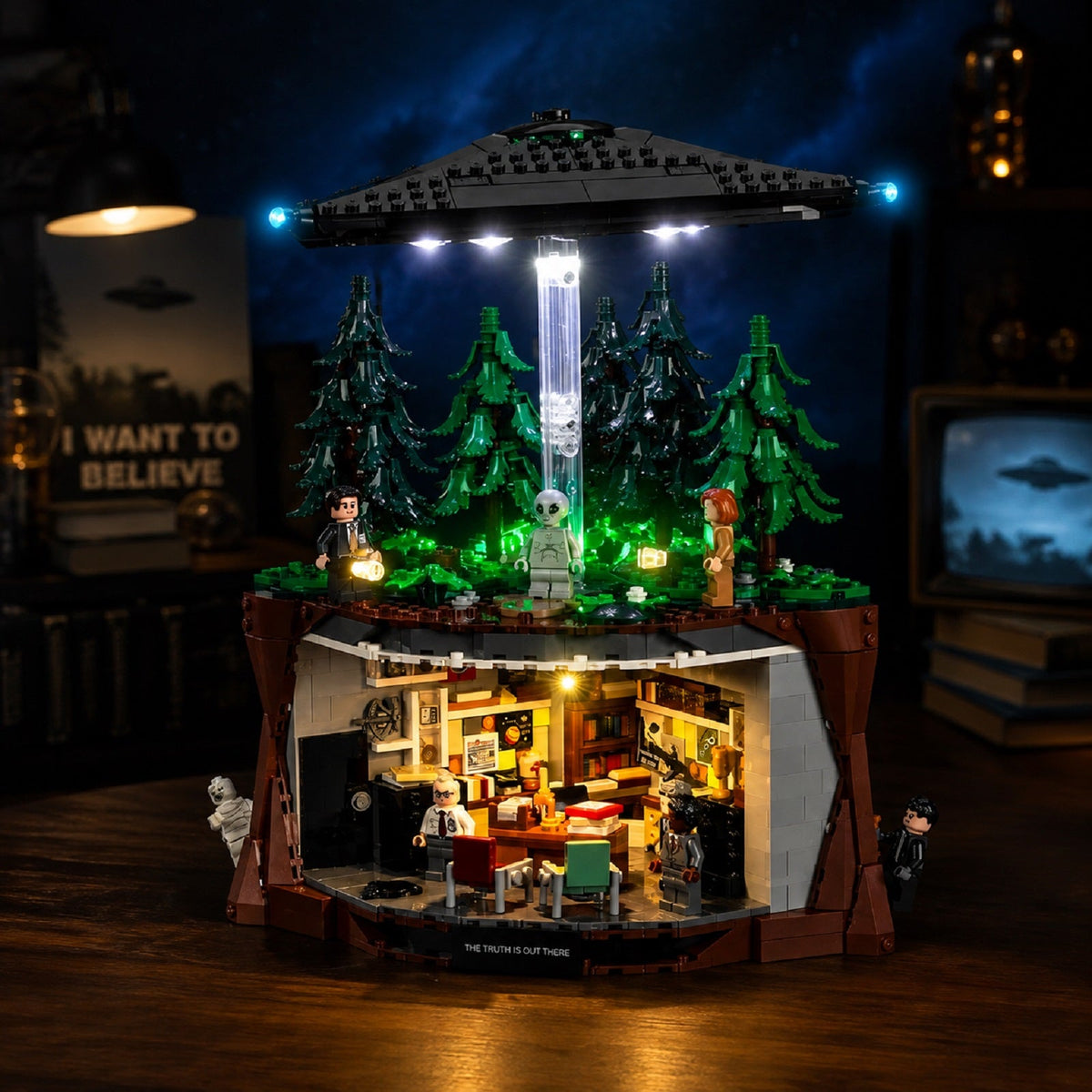 LED lights for LEGO® Ideas The X-Files #21369, close-up of the LED lighting detail
