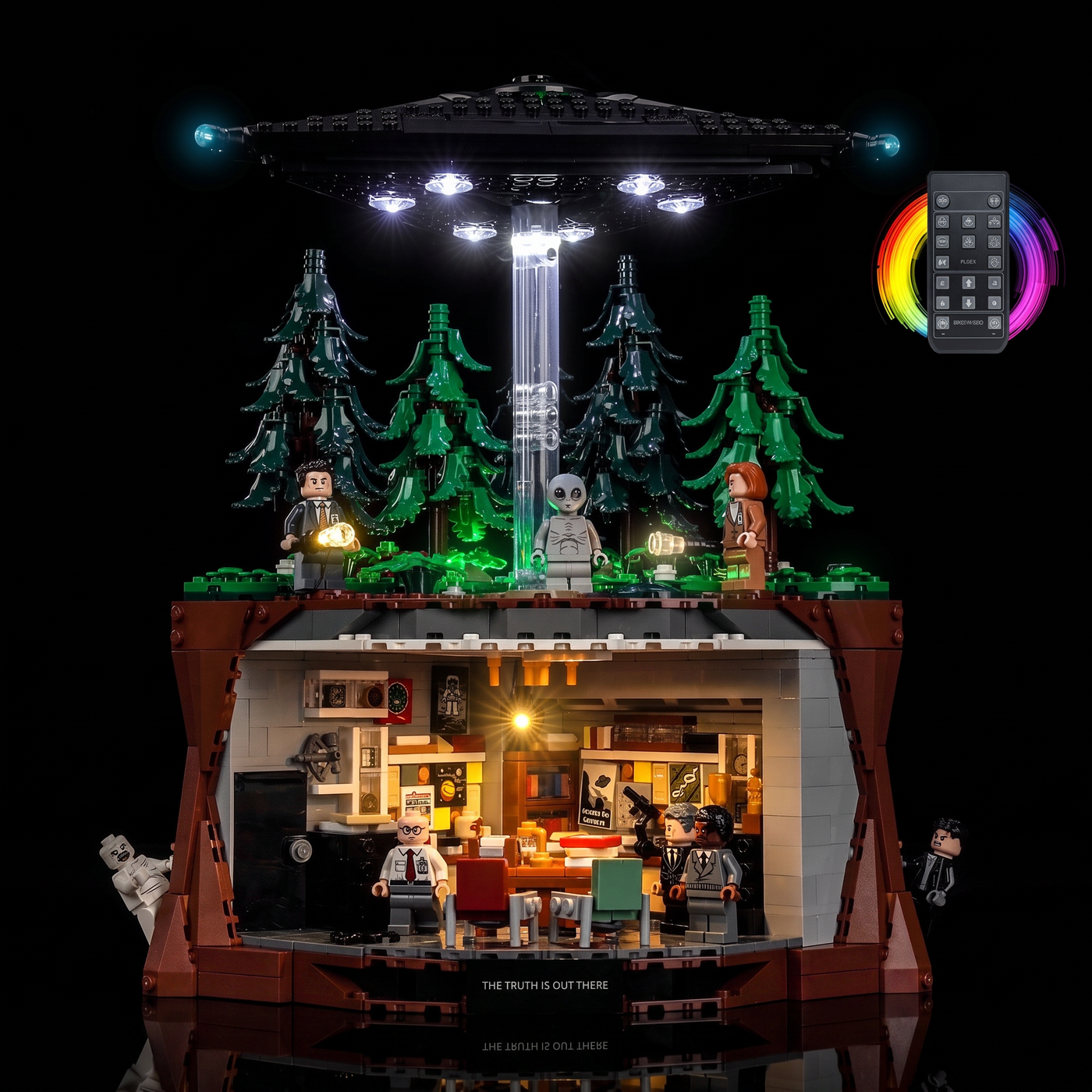 Bright My Bricks LED light kit for LEGO® Ideas The X-Files #21369 — installed and glowing